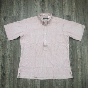 VTG LinkSport by Austad's Red White Stripe Half Button Collared Casual Shirt Lrg